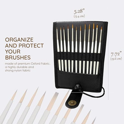 Miniature Paint Brushes - 12 Detail Brushes with Holder | Fine tip paint brushes for acrylic watercolor gouache oil miniatures paint by number nail art and detailing