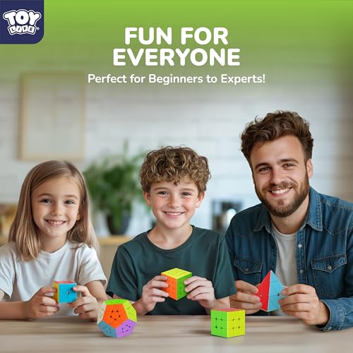 STEAM Life Speed Cube Set, Speed Cube Set of 2x2 3x3 4x4 Megaminx and Pyramid Cube Smoothly Stickerless Magic Cubes Collection for Kids & Adults - color: 5 Pcs