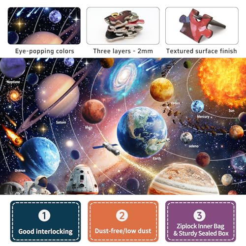 1000 Piece Jigsaw Puzzle for Adults, Astronaut Space Puzzle | Glow-in-the-Dark Astronaut Adventure with Solar System and Outer Space Details, 26.6 x 19.2 in - color: Mission: Space