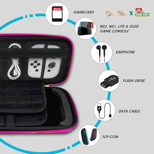 Sonix Carrying Case for Nintendo Switch 2, Switch 1, Lite, OLED, Protective Travel Case with Game Cartridge Storage | Care Bears x Sesame Street - color: Care Bears x Sesame Street