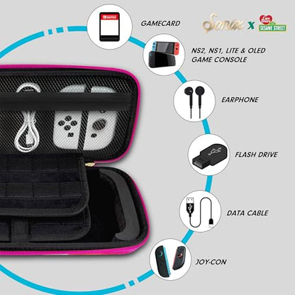 Sonix Carrying Case for Nintendo Switch 2, Switch 1, Lite, OLED, Protective Travel Case with Game Cartridge Storage | Care Bears x Sesame Street - color: Care Bears x Sesame Street