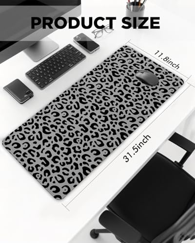 Mouse Pad, Desk Mat, 31.5x11.8in Large Mousepad, Leopard Print | Desk Pad with Stitched Edge & Rubber Non-Slip Bottom, Gaming Mouse Pad, Extended Mousepad for Home, Office - color: Leopard Print