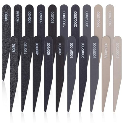 Honoson 20 Pcs Sanding Sticks for Plastic Models Polishing Sticks Assorted Metal and Wood Sanding Tools Accessory for Model Craft Amateur Beginner(Low Grits Rating,Stylish Style) - style: Stylish Style
