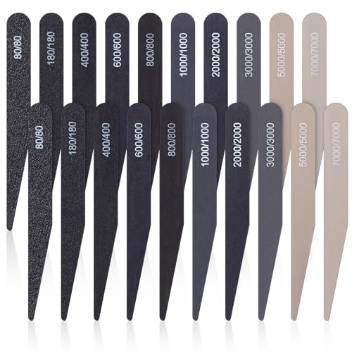 Honoson 20 Pcs Sanding Sticks for Plastic Models Polishing Sticks Assorted Metal and Wood Sanding Tools Accessory for Model Craft Amateur Beginner(Low Grits Rating,Stylish Style) - style: Stylish Style