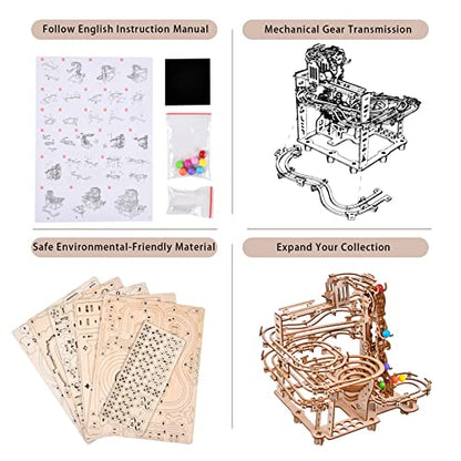 3D Wooden Puzzles Marble Run Chain Kit, Wood Creative Mechanical Puzzles Assembly Model Building Kits to Build for Adults & Kids, DIY Wooden Puzzle Hobbies Toys for Adults &Teens Gifts - size: 335Pcs