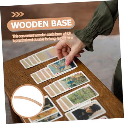 GLEAVI Wooden Card Rack Display Stand Adjustable Wooden Playing Card Holder for Games for Family Game Nights and Elderly Use