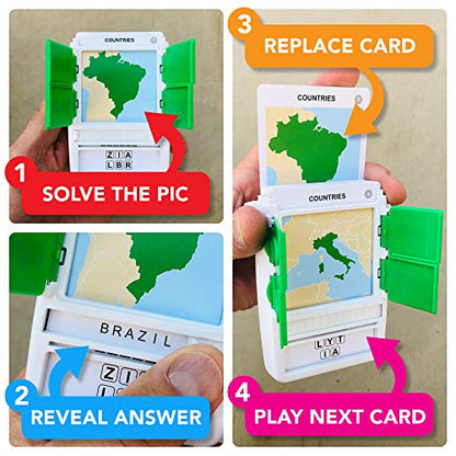 Countries of The World Travel Game - Learn 100 Countries | Flash Cards with Slide Reveal Case | Geography Card Game, Gift, Stocking Stuffer | for Kids and Adults | Ages 6+ - style: Countries