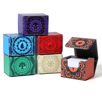 Deck Box for MTG Cards, Trading Commander Deck Case Holds 120+ Sleeved Cards, PU Leather Magnetic Collectible Card Storage Box Fits for TCG Magic Card (6 pack) - color: 6 pack
