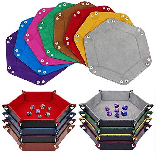 K.T. Fancy Dice Tray 8 Pieces Folding D&D Dice Tray Dice Holder Storage Box for Dice Rolling Tray PU Leather and Velvet. - style: 8 PCS