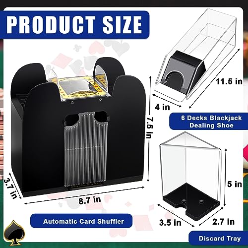 Aoriher Blackjack Game Combo Set, Include Blackjack Layout Felt,Shoe 6 Deck Automatic Card Shuffler Discard Holder Trays and 10 Cut Cards for Casino, Party Night(Blue) - color: Blue