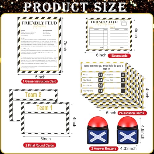 Syhood New Year Friendly Feud Card Game with 2 Answer Buzzers, New Years Eve Family Trivia Quiz Game Night, Fun Party Activities for Adults, Office, Classroom, Large Group and Team Building - style: New Year