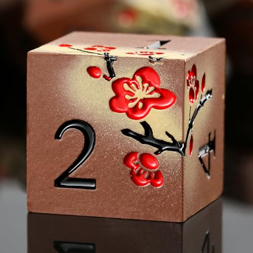 Metal Dice Set DND, DNDND 7 PCS Metallic Flowers D&D Dice with Gorgeous Gift Case for D&D Dungeons and Dragon Tabletop Game (Brown and Cream-Coloured) - color: Flower Brown