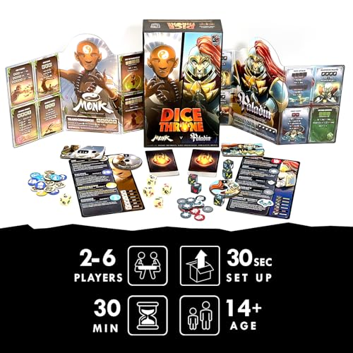 Dice Throne Box Game - Strategic Dice & Card Battler (Monk v Paladin) - style: Monk v Paladin
