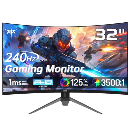 KTC 32 Inch 240Hz Curved Gaming Monitor, FHD 1500R HDR PC Monitor, H32S17F | Adaptive Sync, Ultra-Fast 1080P 1ms Monitor for Gamer, 3500:1 Contrast, HDMI 2.0 x 2, DisplayPort 1.4 & USB 2.0 - color: Black, size: FHD Curved 240Hz