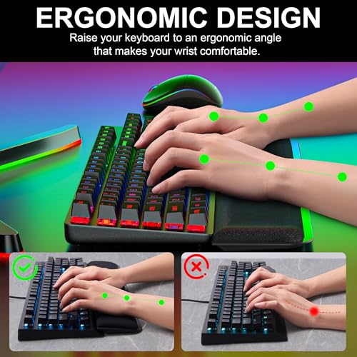 Computer Keyboard Wrist Rest Pad, Ergonomic Soft Memory Foam Wrist Support w/Anti-Slip Rubber Base, Black (Ice silk cloth, 15.35 in*3.54 in*1.1 in) - size: 15.35 in*3.54 in*1.1 in, style: Ice silk cloth