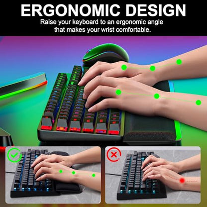 Computer Keyboard Wrist Rest Pad, Ergonomic Soft Memory Foam Wrist Support w/Anti-Slip Rubber Base, Black (Ice silk cloth, 15.35 in*3.54 in*1.1 in) - size: 15.35 in*3.54 in*1.1 in, style: Ice silk cloth