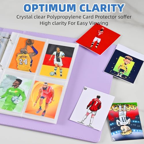 640 Pockets 4 Pocket Card Sleeves,Double-Sided 4 Pocket for 3 Ring Binder, Fit 2.5x3.5 Cards, 80 Sheets A5 Binder Sleeves,Top Loading Page Protector, Ultra Clear for Photos, Postcards, Trading Cards - size: 80