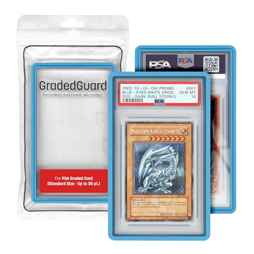 GradedGuard PSA Card Slab Protector Case, Standard PSA Size, Impact Resistant TPU Holder, Drop & Scratch Proof Frame for Graded Sports TCG Collectible Trading Cards. (Blue) - color: Blue