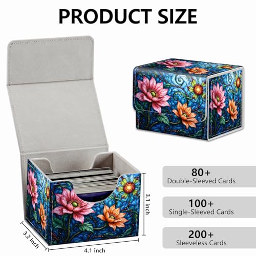 Strong Magnet for TCG MTG Commander Deck Box Playing Card Case MTG Deck Box Creative Pattern Trading Card Storage Box for Collectible Games, Pink And Yellow Lotus Flowers - color: Pink And Yellow Lotus Flowers