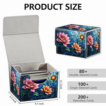 Strong Magnet for TCG MTG Commander Deck Box Playing Card Case MTG Deck Box Creative Pattern Trading Card Storage Box for Collectible Games, Pink And Yellow Lotus Flowers - color: Pink And Yellow Lotus Flowers