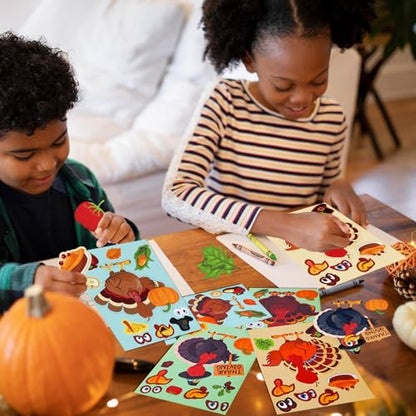 48 Sheets Thanksgiving Stickers for Kids Bulk Cute Holiday Stickers Funny DIY Crafts Activities Party Favors Game Gifts for Boys Girls - style: Thanksgiving