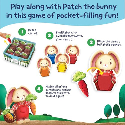 Peaceable Kingdom Patch's Pockets Color Matching Game for Toddlers | A fast, replayable board game. Includes 1 gameboard and 12 carrots.