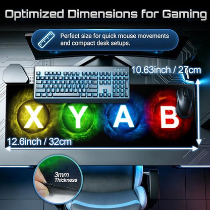 Gamepad Button Big Mouse Pad Large, Gaming Controller‌ Mouse Pad Desk Pad, Long Computer Keyboard Mouse Mat Mousepad with Non-Slip Base and Stitched Edge for Gaming and Office (XYAB, 35.4" x 11.8") - color: XYAB, size: 35.4L x 11.8W inches