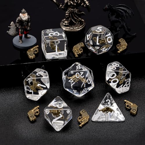 Polyhedral D&D Gun Dice,Resin Gun DND Dice Set for Dungeons and Dragons MTG RPG Board Games - color: Gun