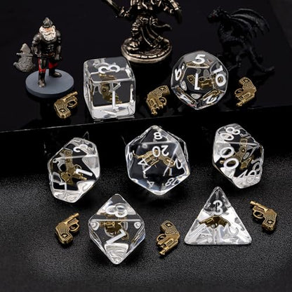 Polyhedral D&D Gun Dice,Resin Gun DND Dice Set for Dungeons and Dragons MTG RPG Board Games - color: Gun