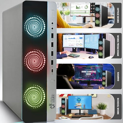 HP RGB Gaming Desktop PC Bundle - Intel Core i7 6th Gen, 16GB DDR4 Ram, 1TB SSD, Radeon RX - 550 4GB GDDR5, 24-Inch Monitor - Prebuilt Gaming Computer, RGB Set - Windows 11 Pro (Renewed)