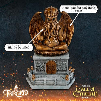 Forged Dice Co. Call of Cthulhu Idol Dice Tower - Hand Painted Resin Dice Roller and Dice Rolling Tray with LED Lights - Compatible with DND Accessories and Polyhedral Dice - Licensed By Chaosium Inc.