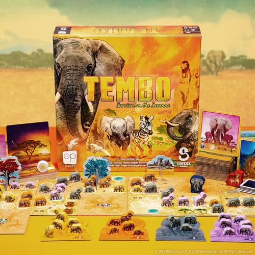 Tembo: Survival On The Savanna Board Game, Guide Your Elephant Herd Across Dangerous Terrain, A Cooperative Strategic Game for Families and Adults, Solo Campaign Included, 1-4 Players, Ages 10+