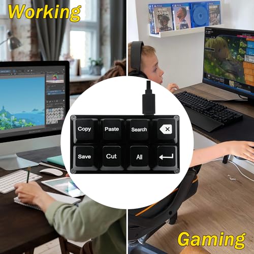 BTXETUEL Copy Paste Search Backspace Save Cut All Enter 8-Key Keyboard SayoDevice One Handed OSU Keypad Programmable Mechanical Shortcut Macro Keyboard for Working and Gaming (Black) - color: Black
