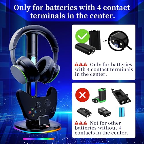 Controller Charger with RGB Headphone Stand for Xbox Series X|S/Elite 2/One/One X/One S/One Elite, XSX Controller Charger Station with 2 USB Port, Headset Stand for Xbox Charging Station Dock - size: Charger for Xbox