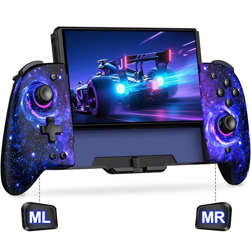 Gammeefy Switch Controller – Hall Effect Joysticks & Enhanced Grip – One Piece Switch Joypad Replacement Switch Pro Controller with 8-Color RGB Lighting, Turbo, Macros - Starry Sky, 6.2"/7" - color: Starry Sky, size: 6.2"/7"