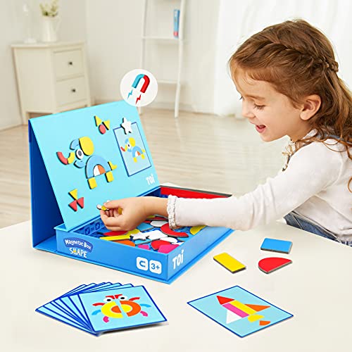 Toi Kids Magnet Toys Magnetic Jigsaw Puzzle Boxes with Game Board for Kids Ages 3-8, Preschool Tabletop Toy for Toddlers, Portable Travel Game, Shape - style: Shape