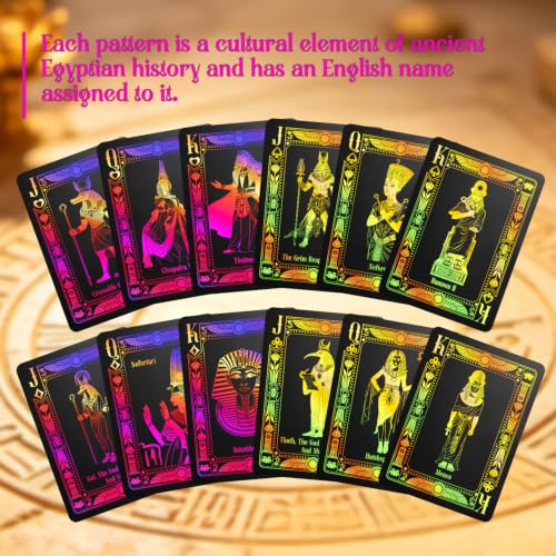 WJPC Black Rose Gold Foil Edge Ancient Egyptian Elements Playing Cards, Poker Cards,Deck of Cards for Game Party Gift (Black Rose Gold) - color: Black Rose Gold