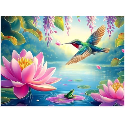 300 Piece Puzzles for Adults, Humbird Flower Lake Jigsaw Puzzle for Adults Kids Seniors, Recycled Cardboard Large Piece Puzzle 300 Piece, Challenging Game Family Activity Great Gift for Friends - style: Humbird