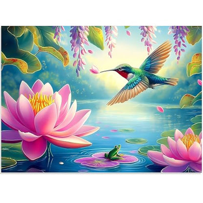 300 Piece Puzzles for Adults, Humbird Flower Lake Jigsaw Puzzle for Adults Kids Seniors, Recycled Cardboard Large Piece Puzzle 300 Piece, Challenging Game Family Activity Great Gift for Friends - style: Humbird