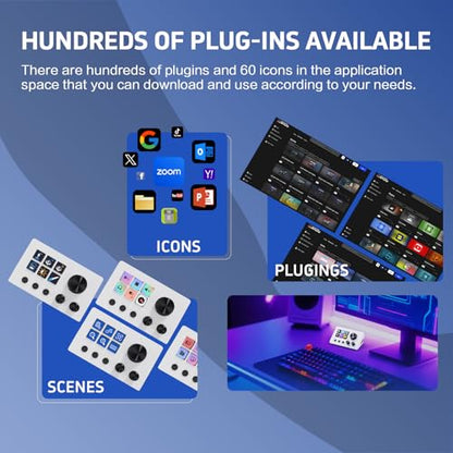 ActionRing Stream Controller Deck,Macro Keypad,Gaming Shortcut Keyboard | 6 Customizable Keys and 3 Dials,Trigger Actions for OBS/Twitch/YouTube,Workflow Controller,Compatible with Win/Mac(N3 White) - color: White
