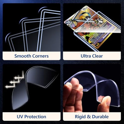 32ct Card Sleeves Hard Plastic, EDUDIIU 3" x 4" Top Loads for Cards, 35PT Hard Card Protectors, Rigid Toploads Hard Plastic for Yugioh, Baseball, Sports Cards - size: 32 Toploads