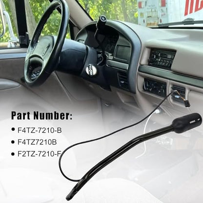 F2TZ-7210-F Transmission Gear Shifter Lever Set with Overdrive Shift Button and Cap Compatible with 1992-1997 Bronco F150 F250 F350 F53 F59 Replace for F4TZ-7210-B F4TZ7210B