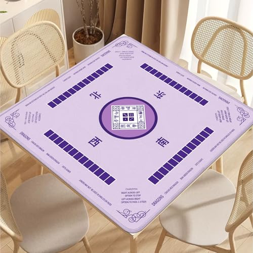 2F22E Mahjong Mat, Noise Reduction Non-Slip Mahjong Mat for Table, 32.4 * 32.4 Inch Mahjong Table Mat for Poker, Board Games Table Mat, Card Games, Tile Games, Dominoes(Purple) - color: Purple