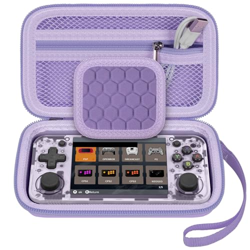 GWCASE Hard Case for Anbernic RG35XX H/ RG28XX Retroid Game Console, Purple | 벨크로 스트랩 잠금 장치가 있는 맞춤형 핏 내부 트레이, 일상적인 휴대 및 여행, 캠프 또는 출퇴근을 위한 압력 방지 보호, 박스만 포함 - color: 퍼플.