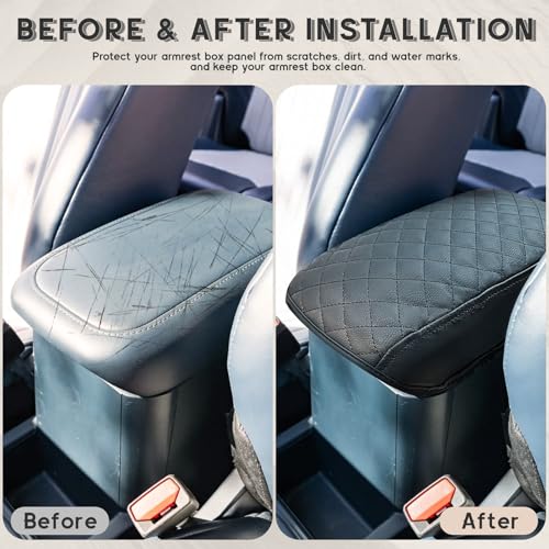ramuel Center Console Armrest Cover for Ford Maverick 2022-2025 (Rhombus Black) | Rhombus Black,Anti-Scratch ，Non-Slip ，PU Leather ，Easy Install - size: for Maverick 2025 2024 2023 2022 (Rhombus Black)