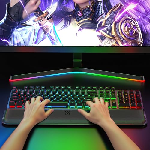 Computer Keyboard Wrist Rest Pad, Ergonomic Soft Memory Foam Wrist Support w/Anti-Slip Rubber Base, Black (Ice silk cloth, 15.35 in*3.54 in*1.1 in) - size: 15.35 in*3.54 in*1.1 in, style: Ice silk cloth