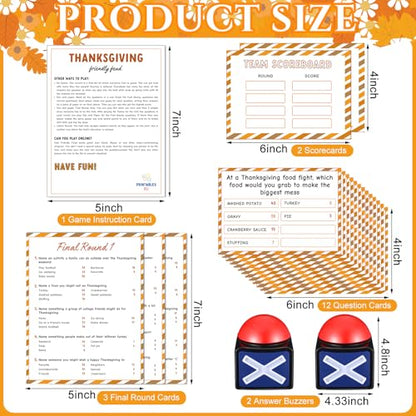 Syhood Thanksgiving Friendly Feud Game with 2 Answer Buzzer, Friendsgiving Family Card, Family Trivia Quiz Game Night for Party Office Adults Large Groups Teams - style: Thanksgiving