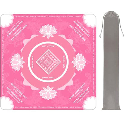 Mahjong Mat for Table,31.5 * 31.5in 3mm，Non-Slip, Silent. | Mahjong Mat with Rules with Storage Bag， Reduction Gaming Mat for Mahjong, Poker, Board Games, Dominoes(Pink) - color: Pink