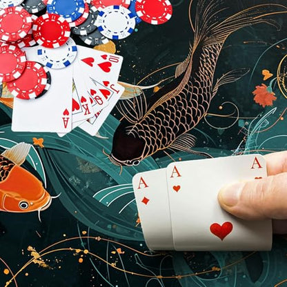 Gold and Black Fish for MTG & TCG Playmat Mouse Pad,BFDHGQZC 24" x 14" Game Mat for MTG/RPG/CCG Trading Card Game Playmats Table Mat Perfect for Card Games Video Games Computer Office - color: Gold and Black Fish