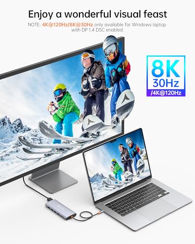 NOVOO USB C Docking Station Dual Monitor for Laptop, 14 in 1 Hub Adapter Thunderbolt 3 to Dual 4K60 HDMI+8K30 DP USB C/A Data 100W PD RJ45 SD/TF - style: 14-in-1